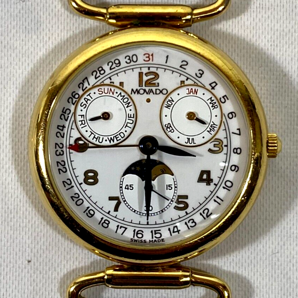 Vintage MOVADO ESQ Moon Phase Triple Date Watch 87.03.814  display picture 1