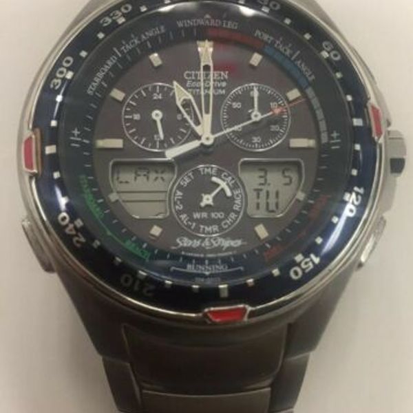 CITIZEN JR401051L ECODRIVE SAILHAWK STARS & STRIPES TITANIUM WR100