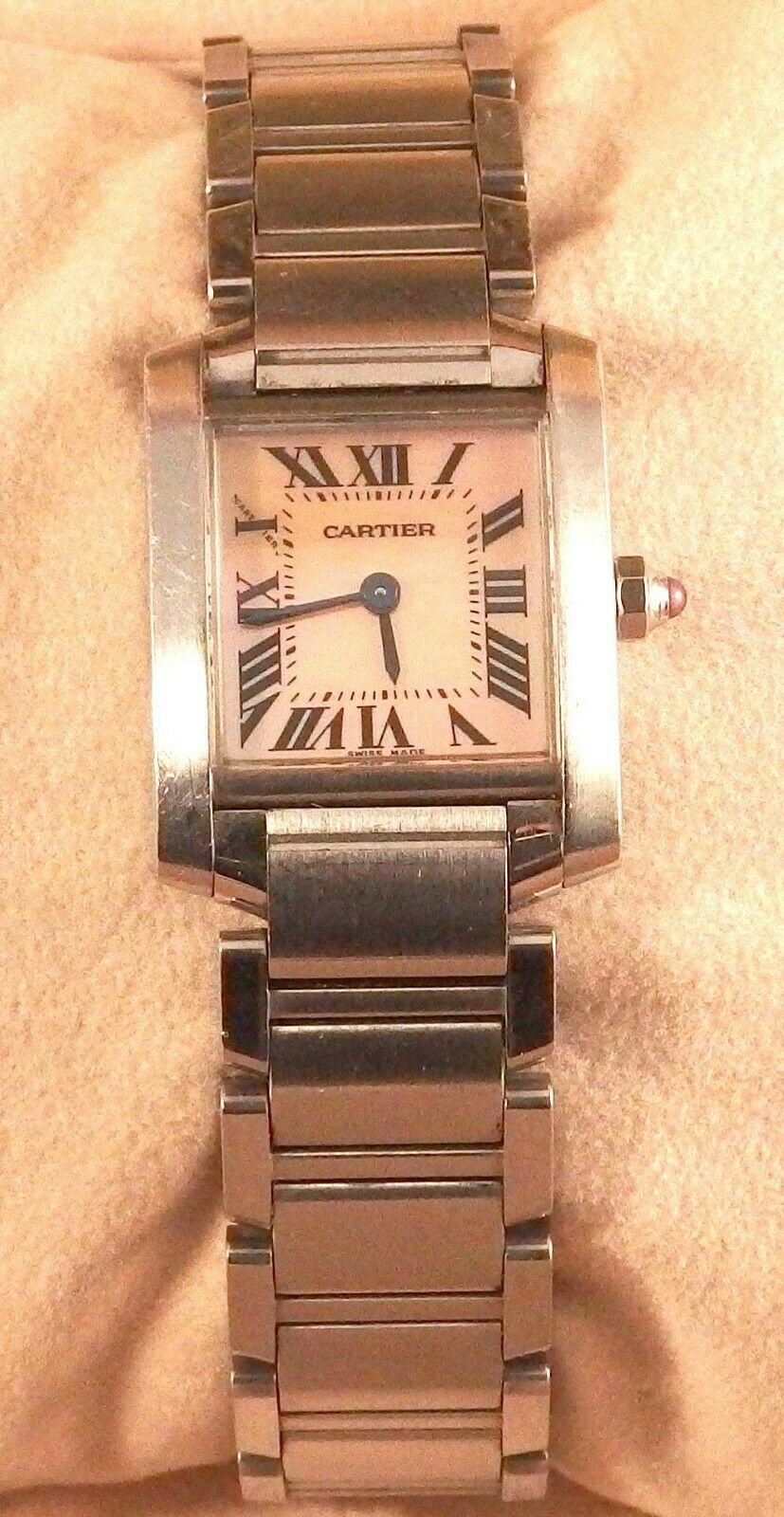 Cartier tank francaise hot sale pink mother of pearl