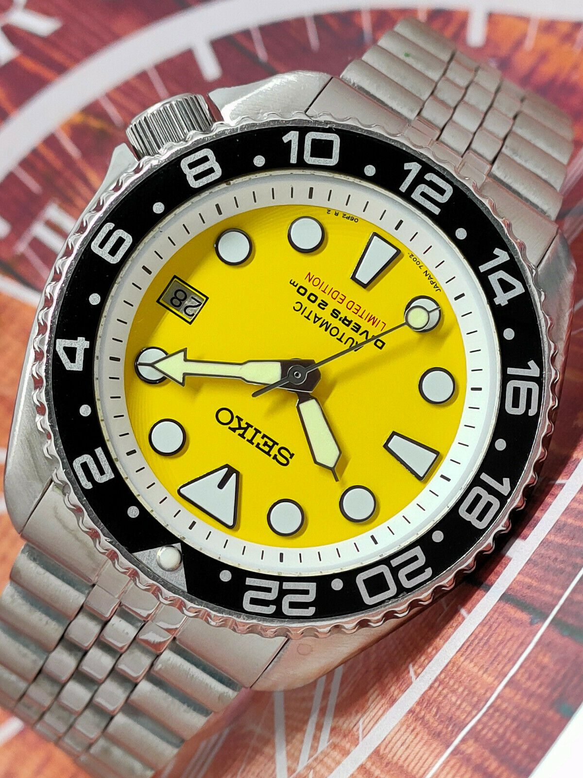 SEIKO AUTOMATIC MENS WATCH 7002-7000 YELLOW SUMO PROSPEX MOD