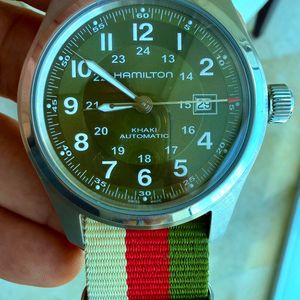 Hamilton Khaki 6361 Stainless Quartz Wristwatch Black Dial