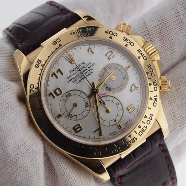 FsOt: ROLEX MENS 18K GOLD DAYTONA ZENITH MOP DIAL U SERIAL - $14200 ...