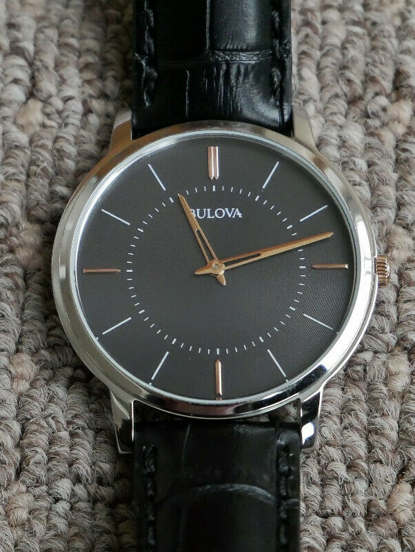 Bulova 98A167 Ultra Slim Quartz Dress Watch Black Dial WatchCharts