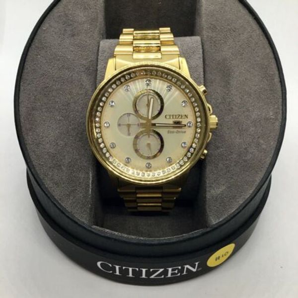 CITIZEN ECODRIVE NIGHTHAWK B612S092965 GOLD STAINLESS CHRONOGRAPH