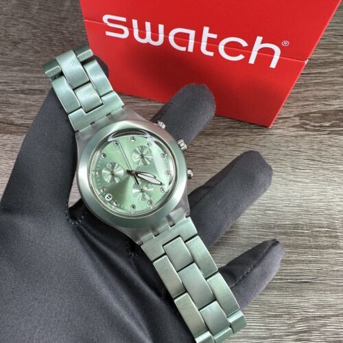 NEW✓ SWATCH IRONY FULL BLOODED MINT GREEN CHRONO ALUMINUM  display picture 2
