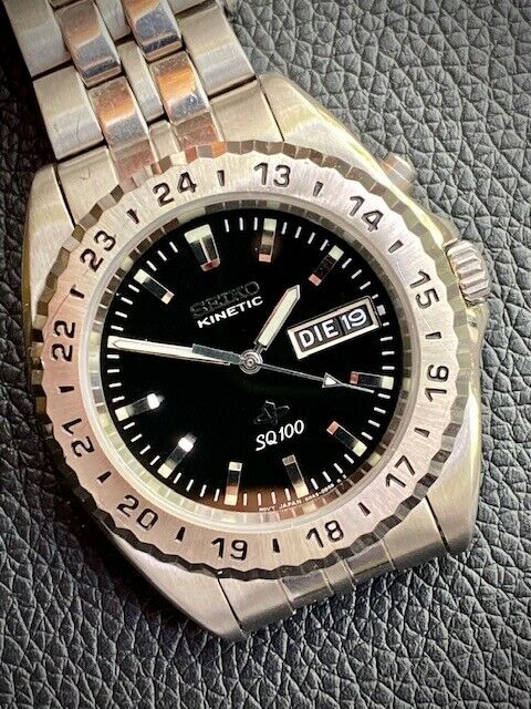 の*り様 SEIKO KINETIC 5m43-0B90 SQ100 可動品 SEIKO] Seiko Kinetic SQ100 5M43-0A90 Vintage Kinetic Watch