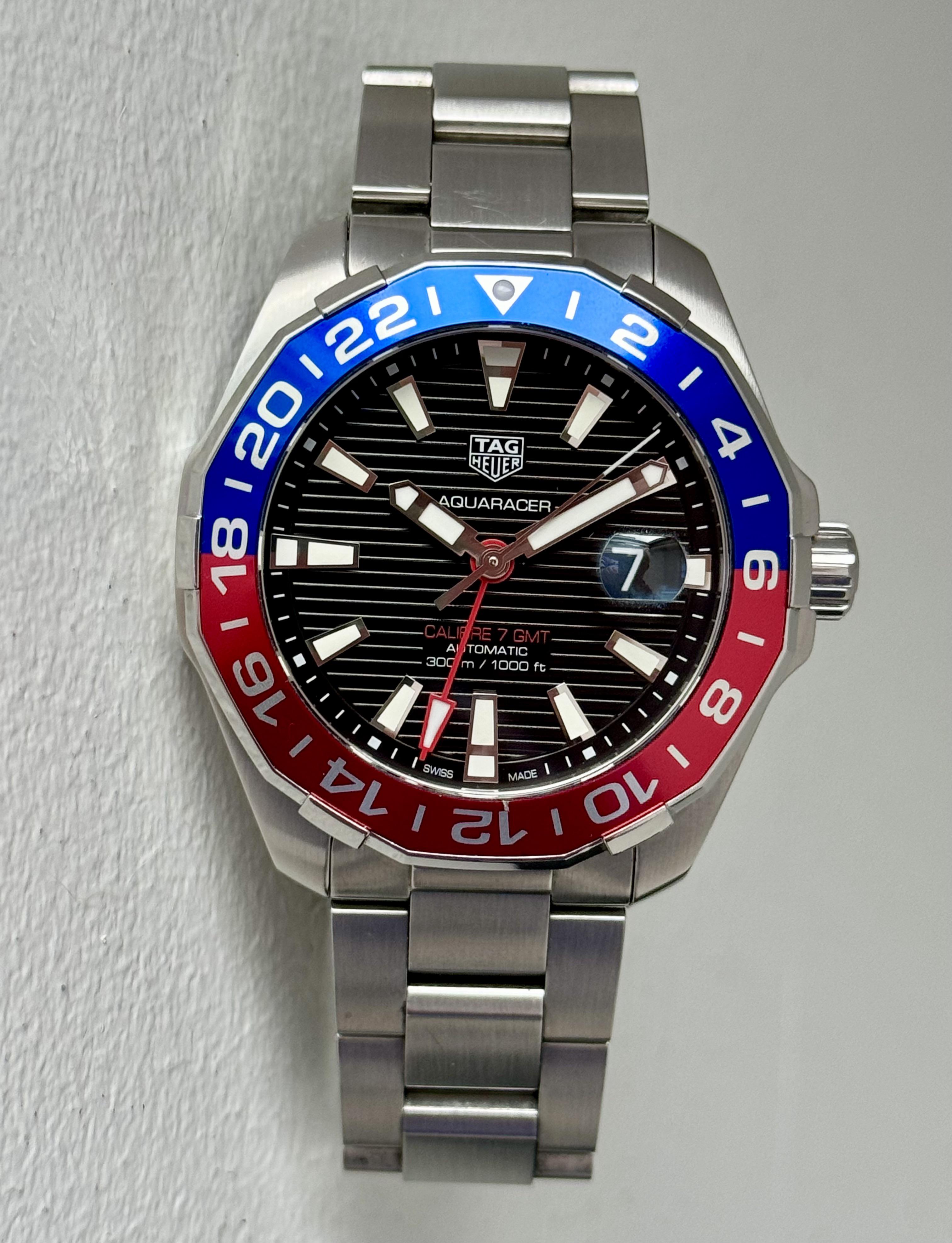 Tag heuer aquaracer on sale calibre 7 gmt pepsi