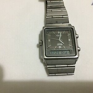 RARE SEIKO 1983 H557-525A SILVER WAVE DIGITAL-ANALOG ALARM