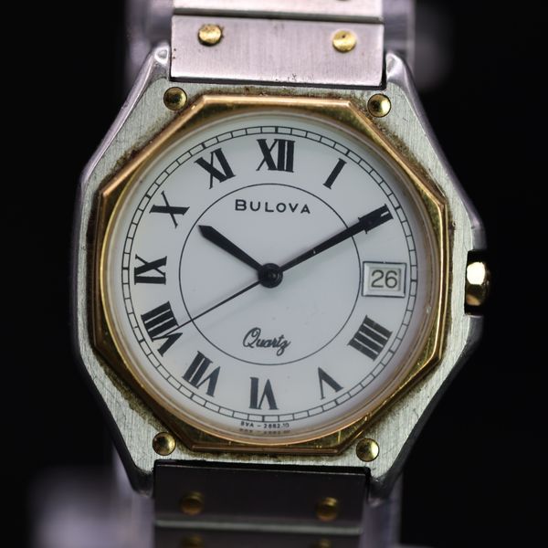 Vintage 1980s Bulova 2682 - 10 V8 7 Jewels Quartz Men Watch ...