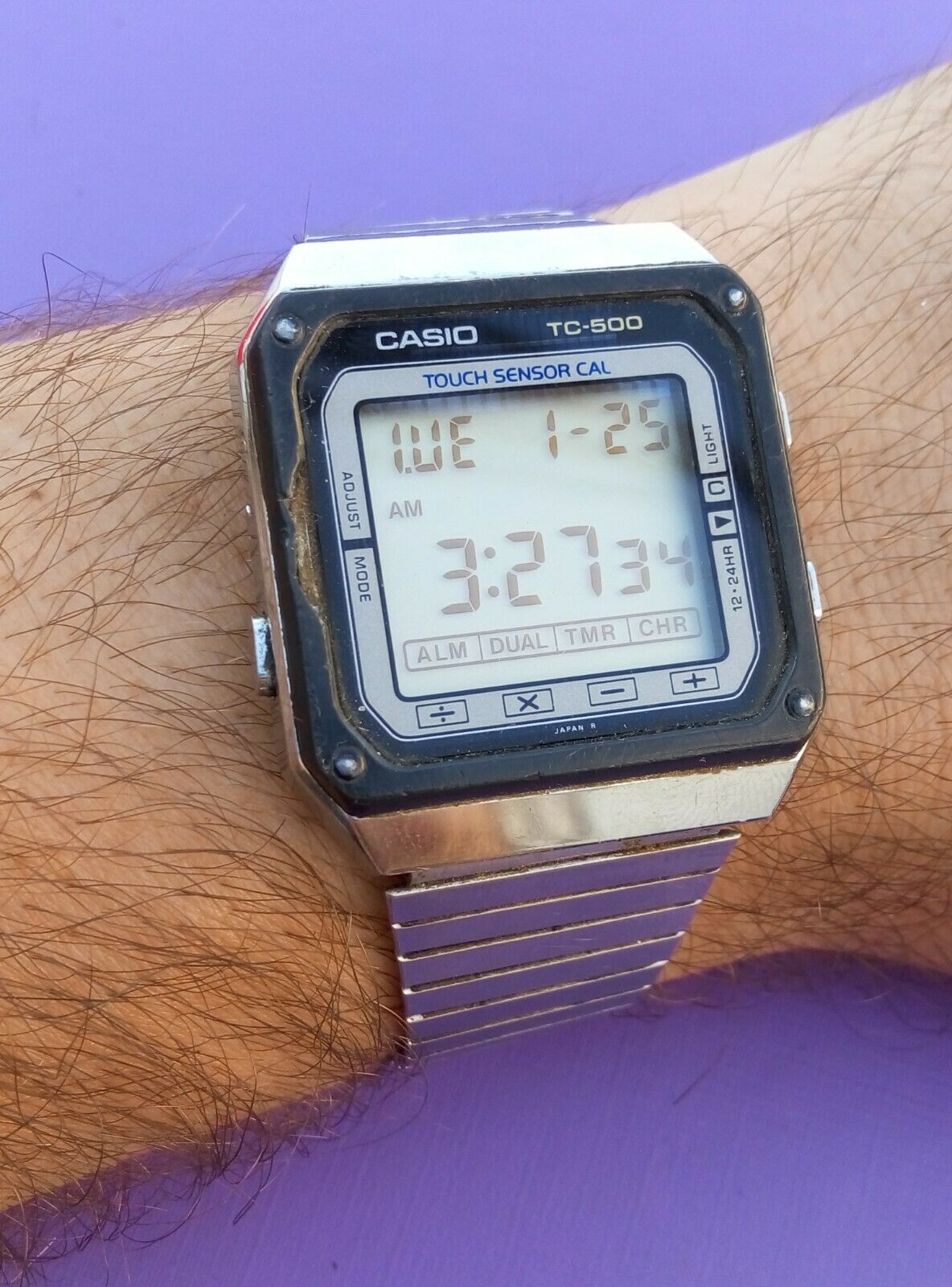 RARE VINTAGE 80's CASIO TC-500 TOUCH SCREEN CALCULATOR WATCH JAPAN
