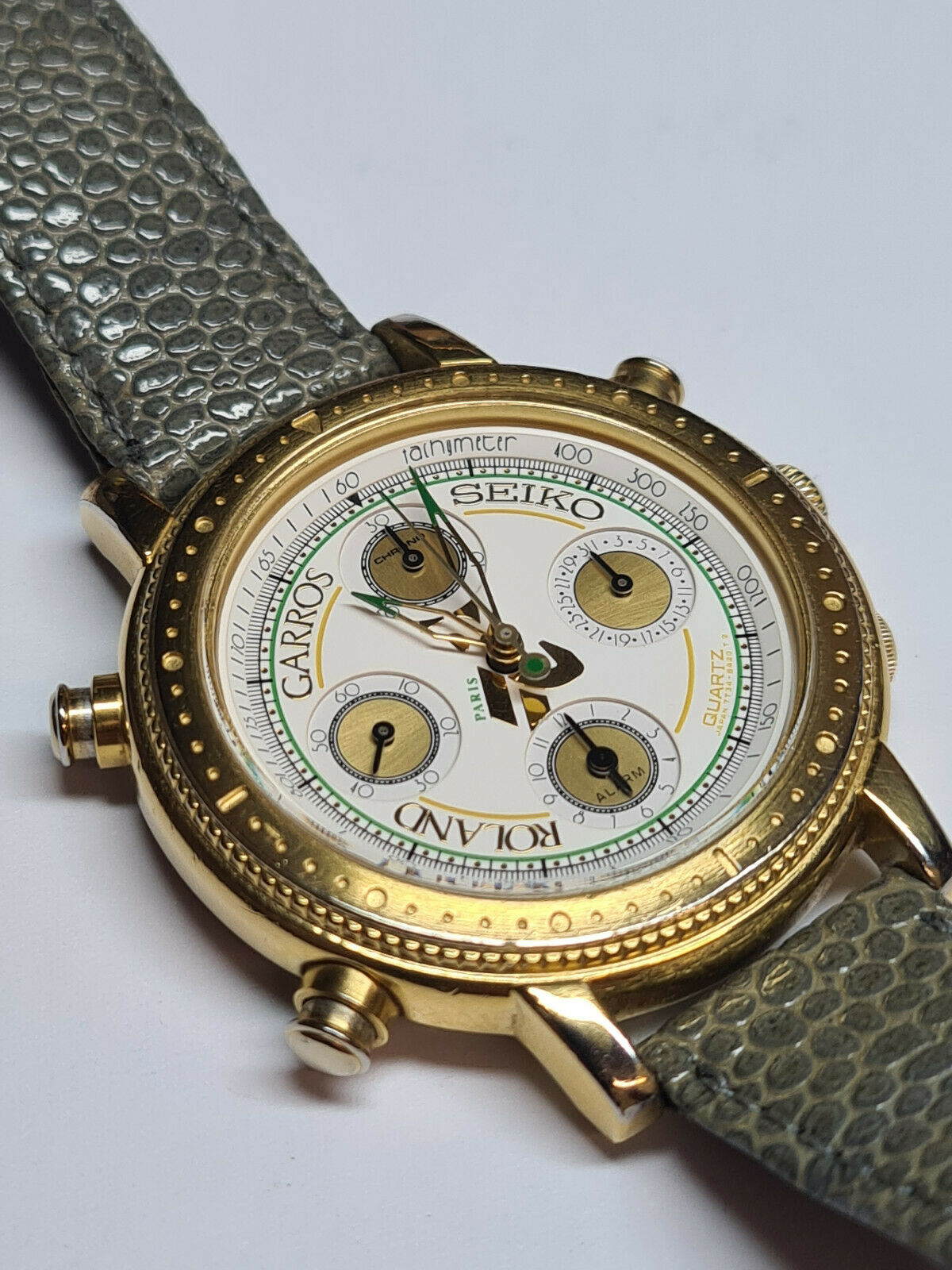 SEIKO 7T34 CHRONOGRAPH WATCH ROLAND GARROS ALARM STUNNING 1990