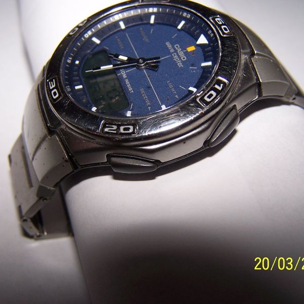 Casio watch Menâ s Wave Ceptor WVA-105 H-1 illuminator world time ...