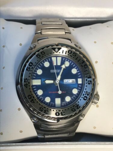 Seiko Diver 7N36-0AF0 Buzzsaw Tuna Stunning Blue Ocean Dial