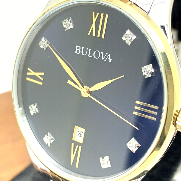 Relógio Masculino Bulova 98D130 Diamante Azul Dial Numerais Romanos ...