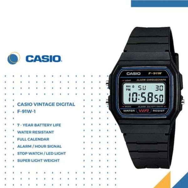 GENUINE Casio F-91W-1 Classic Digital Watch Mens Womens Vintage NEW AU ...