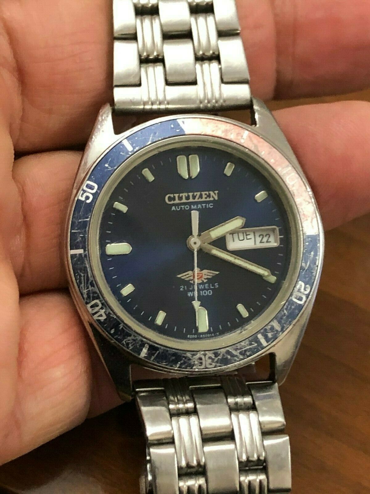 Vintage Citizen Eagle 7 Diver Automatic Pepsi Bezel 4-R12021 RW 