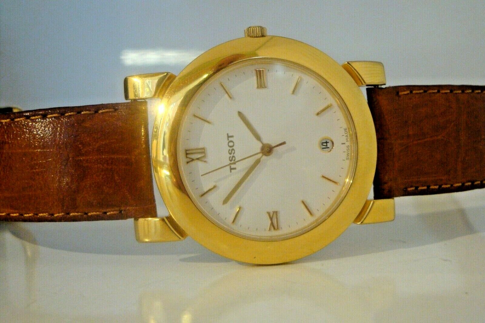 Tissot F385. Vintage gold plated gents watch. Quartz. Sapphire