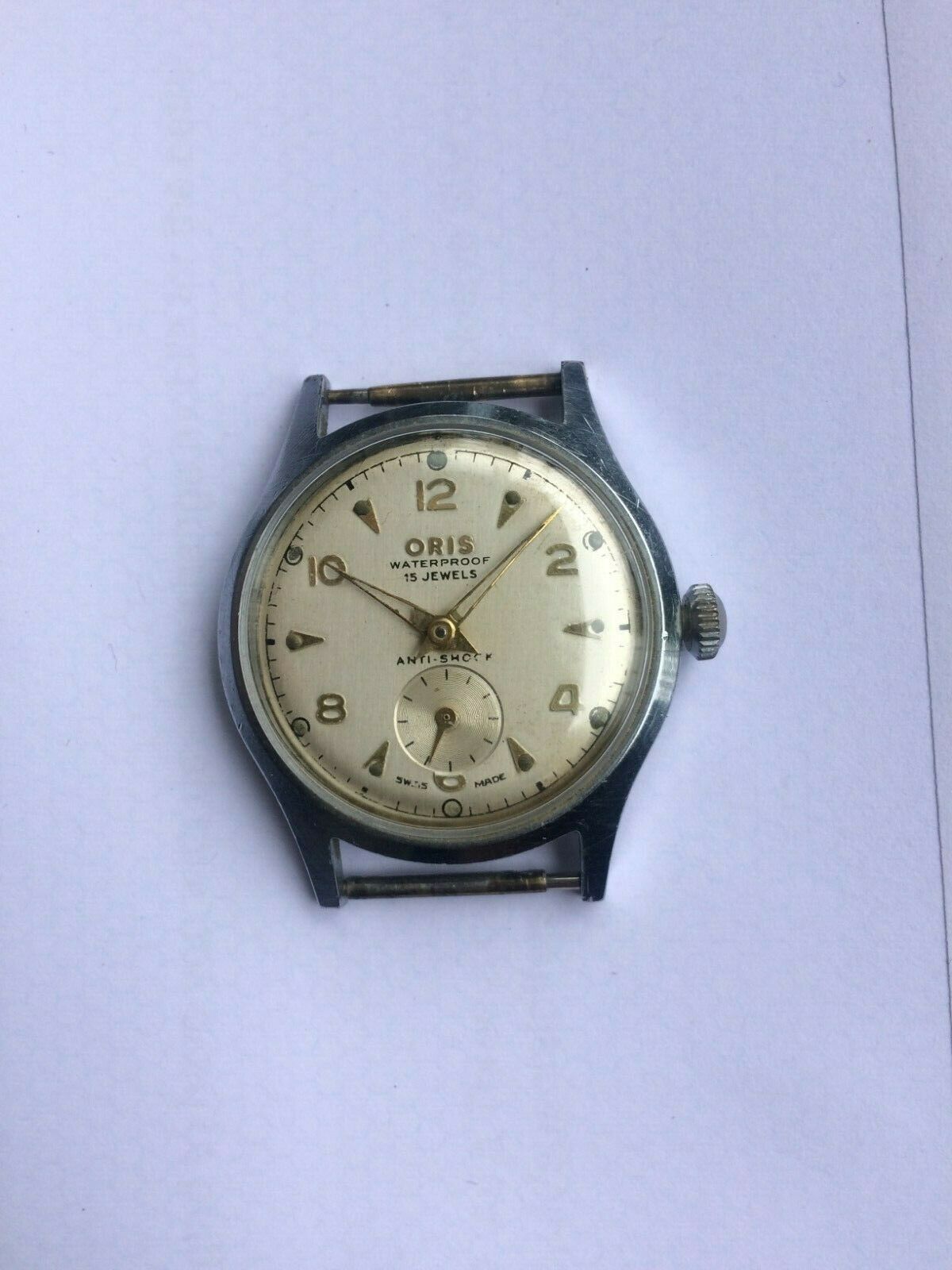 Vintage 1950s Mens ORIS Wristwatch Waterproof 15 Jewels Anti Shock