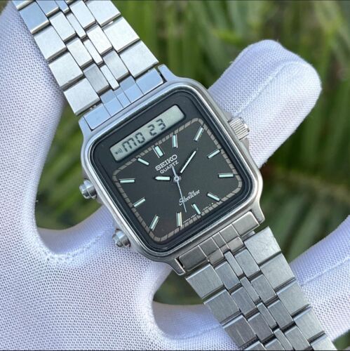 時計 SEIKO Silverwave H557-5270 Vintage Seiko Silver Wave Ana/Digi Chrono-Alarm Japan Men