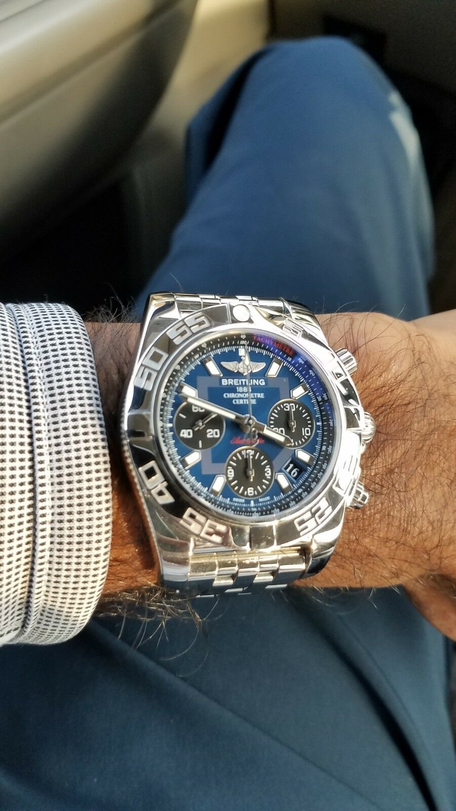 breitling chronomat black eye blue