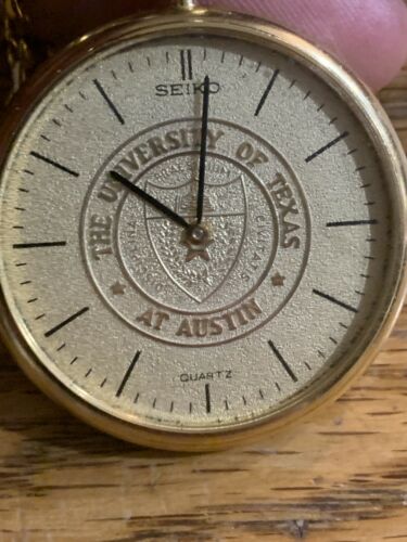 Seiko Pocket Watch Chain Quartz Authentic University of Texas