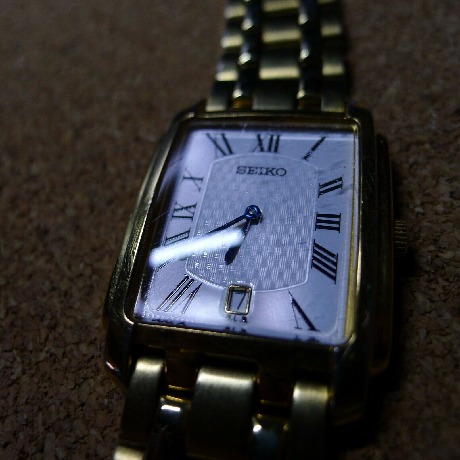 MENS VINTAGE SEIKO V739-5A70,GOLD PLATED,NEW BATTERY,PERFECT W
