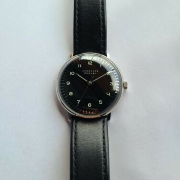 Junghans Max Bill 34mm Hand Wind Mechanical Watch Black Dial *READ