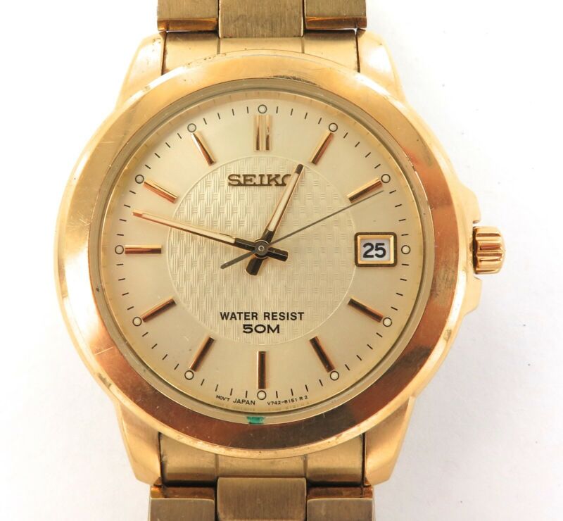 SUPERB DIAL SEIKO V742 8119 QUARTZ DATE 5 BAR 50M