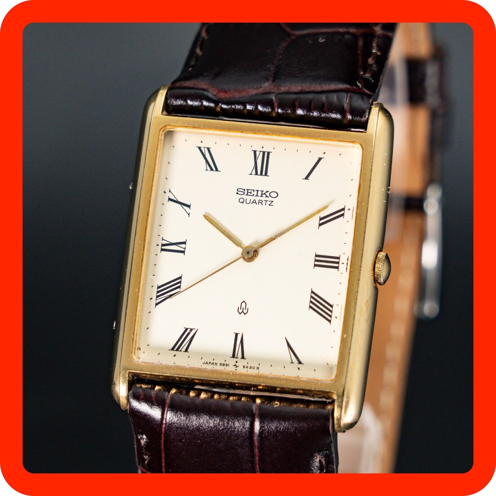 Vintage 1980 [N-MINT] SEIKO Chariot 5931-5360 New BAND Gold Tank