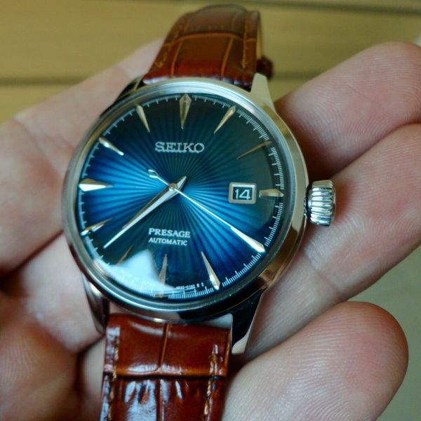 Seiko Presage Cocktail Time, Blue Dial, Stainless & Leather Straps SRPB41J1 WatchCharts