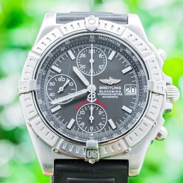 Breitling Chronomat Blackbird 40 Black Dial Boxes Vintage Rubber Chrono ...