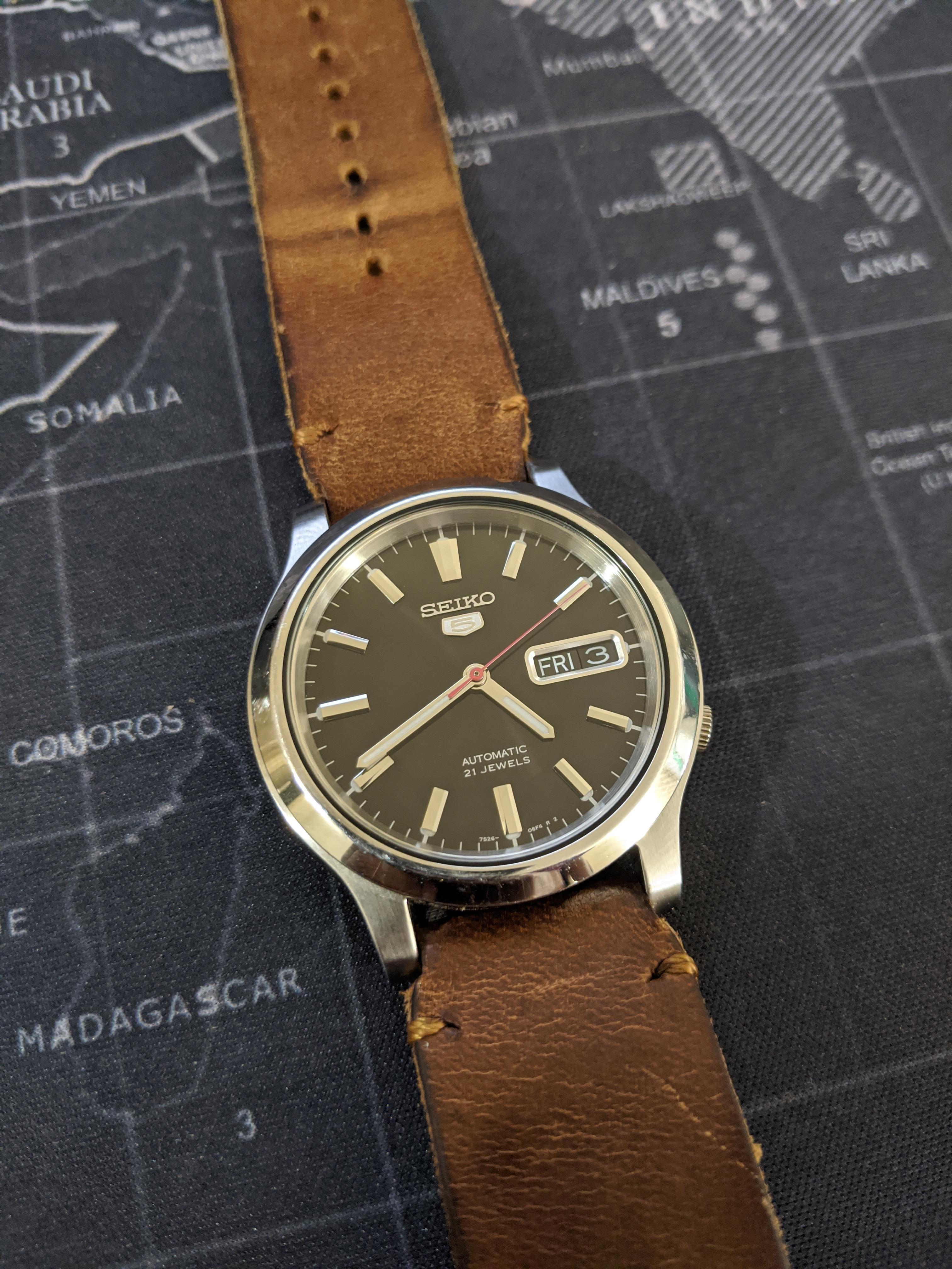 Seiko snk795 shop leather strap