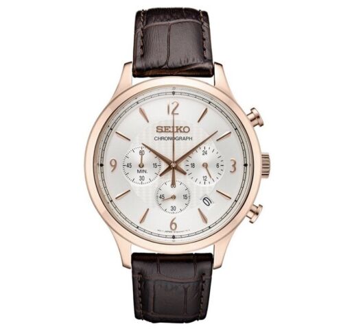 SEIKO BIG DATE 7T04-0AE0 GOLD DIAL CHRONOGRAPH QUARTZ MENS WATCH
