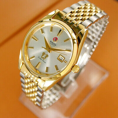 Authentic Rado Golden Horse Date Silver Dial Gold Plated Combi 