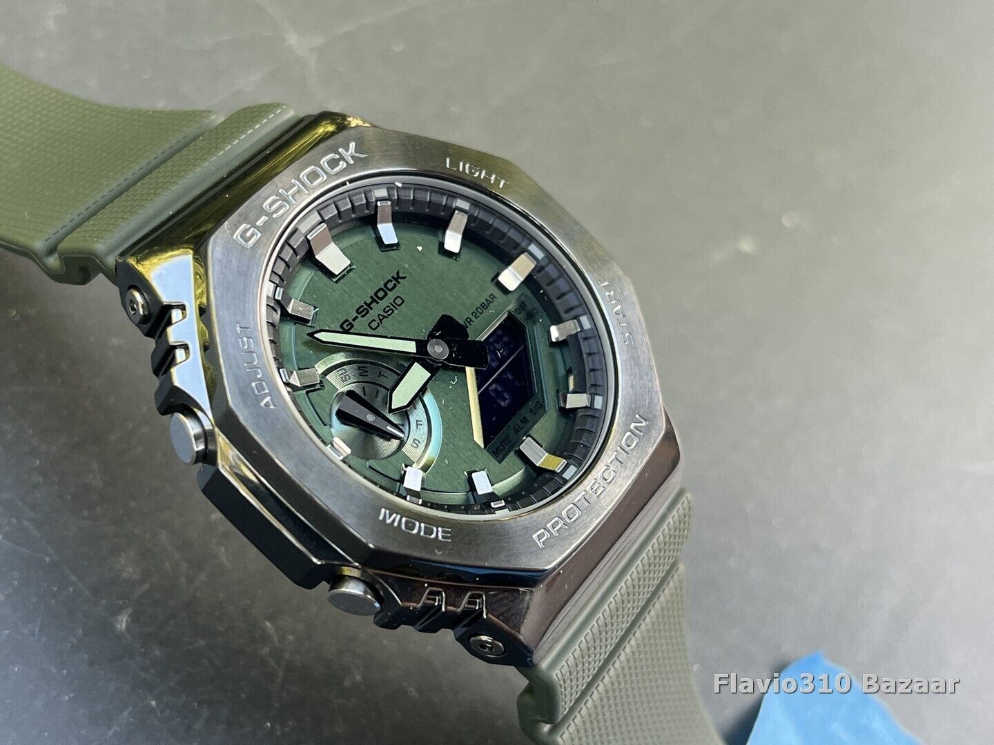 New Casio G-SHOCK GM-2100B (5611) Green St. Steel Analog & Digital