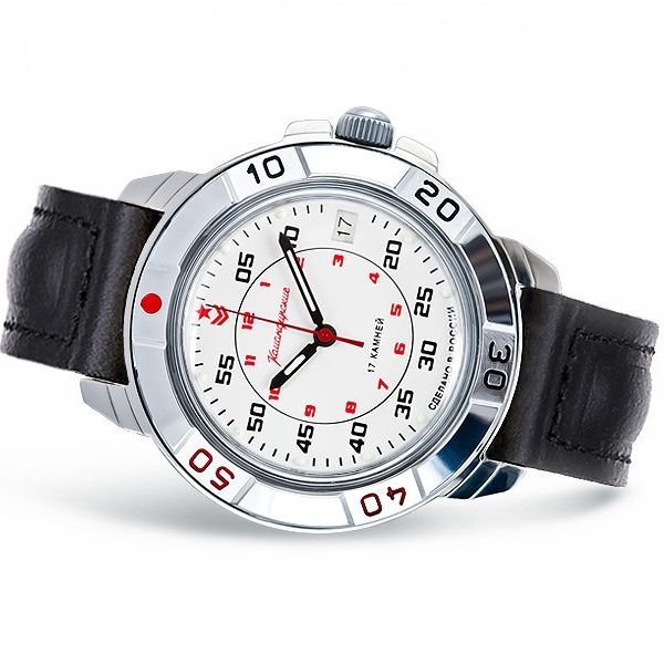 Vostok Komandirskie 2416/921306 - Orologio Meccanico Automatico Russo, Cassa In Acciaio 40 Mm, Cinturino In Pelle