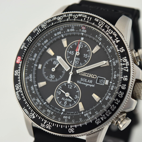 Montre Seiko Solar Chronographe V172-OATO - Référence 4N4782, Acier Inoxydable, étanche, Occasion