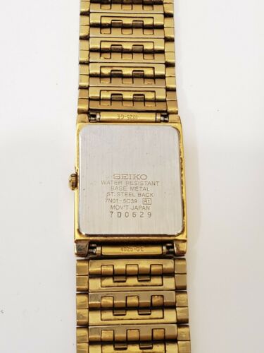 SEIKO GOLD TONE STAINLESS STEEL MENS WATCH 7N01 5C39