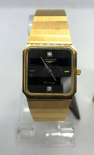 Rare 1980 s NOS Longines Gold Tone Diamond Dynasty Mineron Crystal