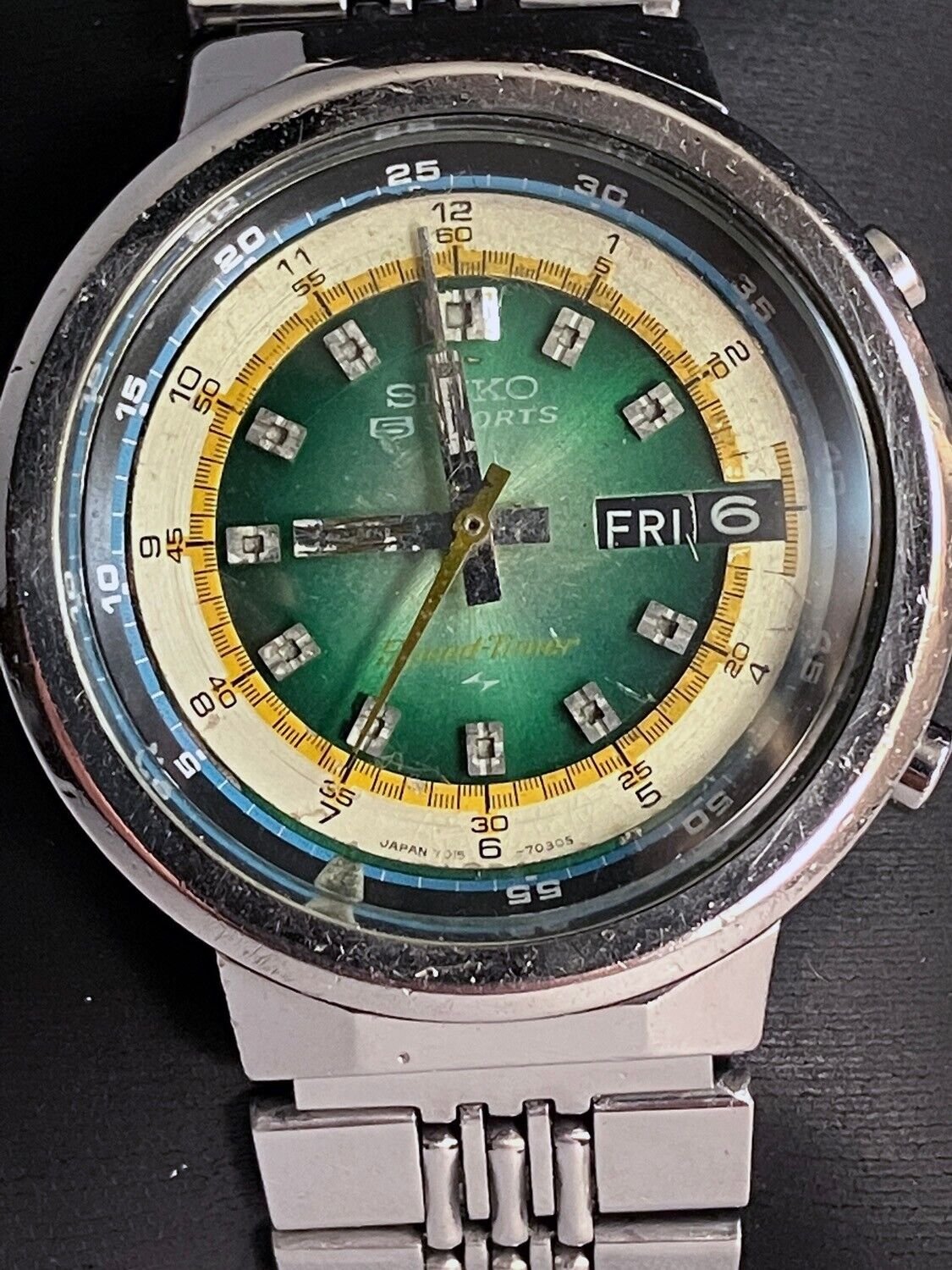 Rare Seiko 7015-7020 5 Sports Speed-Timer 'Hulk' Automatic