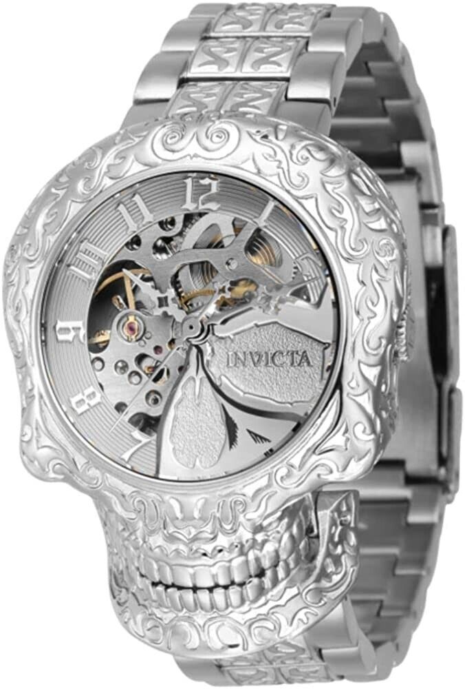 Invicta skull best sale watch silver