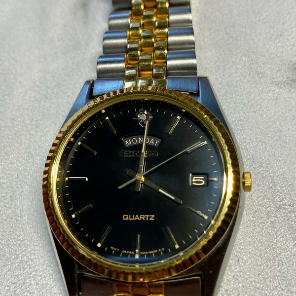 Men's Seiko Two Tone Gold Silver Quartz Watch Diamond Accent 7N43-8111 A4 |  WatchCharts