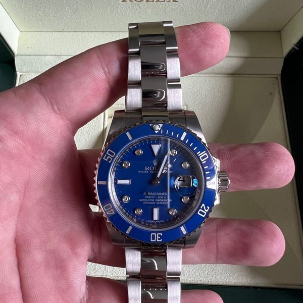 Super Rare Rolex Submariner Smurf 116619LB Diamond Serti Dial ...