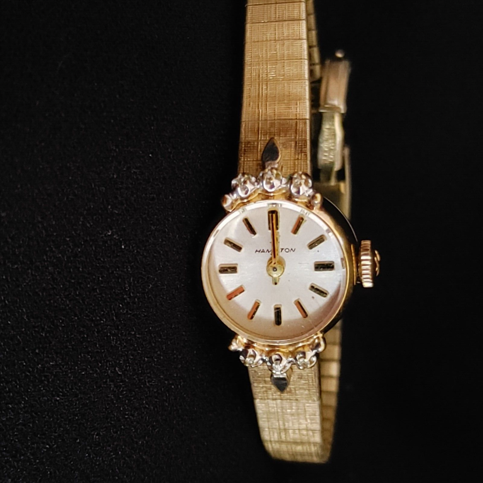Vintage Diamond Watch 10KT RGP Vintage Ladies Womens Hamilton Diamond Wrist Watch 10K RGP  main image 2
