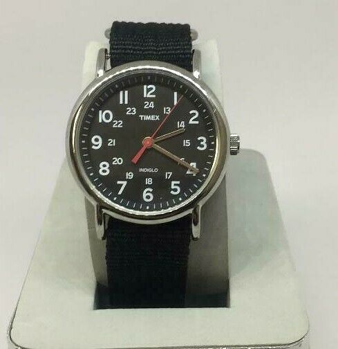 New Timex Men's Weekender Black Fabric Watch T2N647 Indiglo(z-3