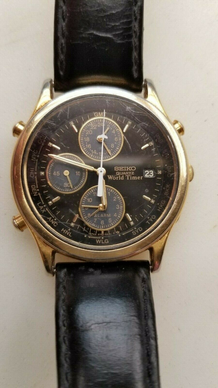 Vintage 1990 Seiko World Timer GMT Alarm Men's Quartz Watch - 5T52-6A38  Super!! | WatchCharts