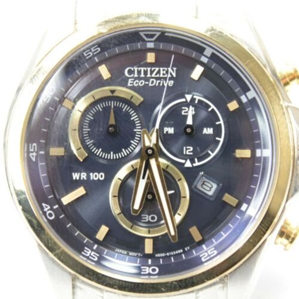 Mens Citizen Eco Drive Chronograph H500 stainless steel solar wrist ...