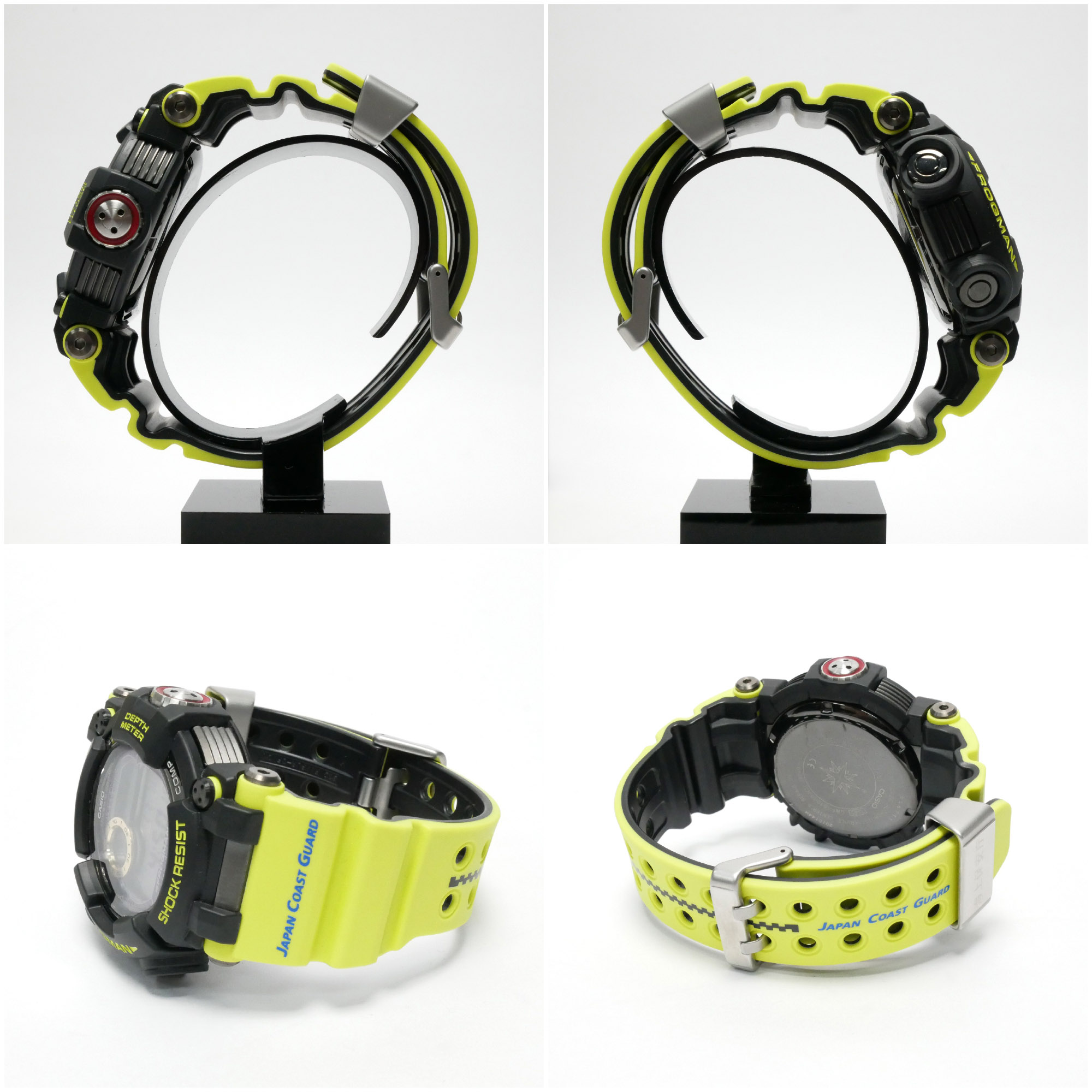 Used] [Almost New] G-SHOCK CASIO Casio FROGMAN Frogman Coast Guard  Collaboration Divers Watch Wristwatch Men's Radio Solar Impact Resistant  Structure ISO200m Diving Waterproof Multifunctional Stainless Steel/Rubber  Black/Neon Yellow GWF-D1000JCG-9JR ...
