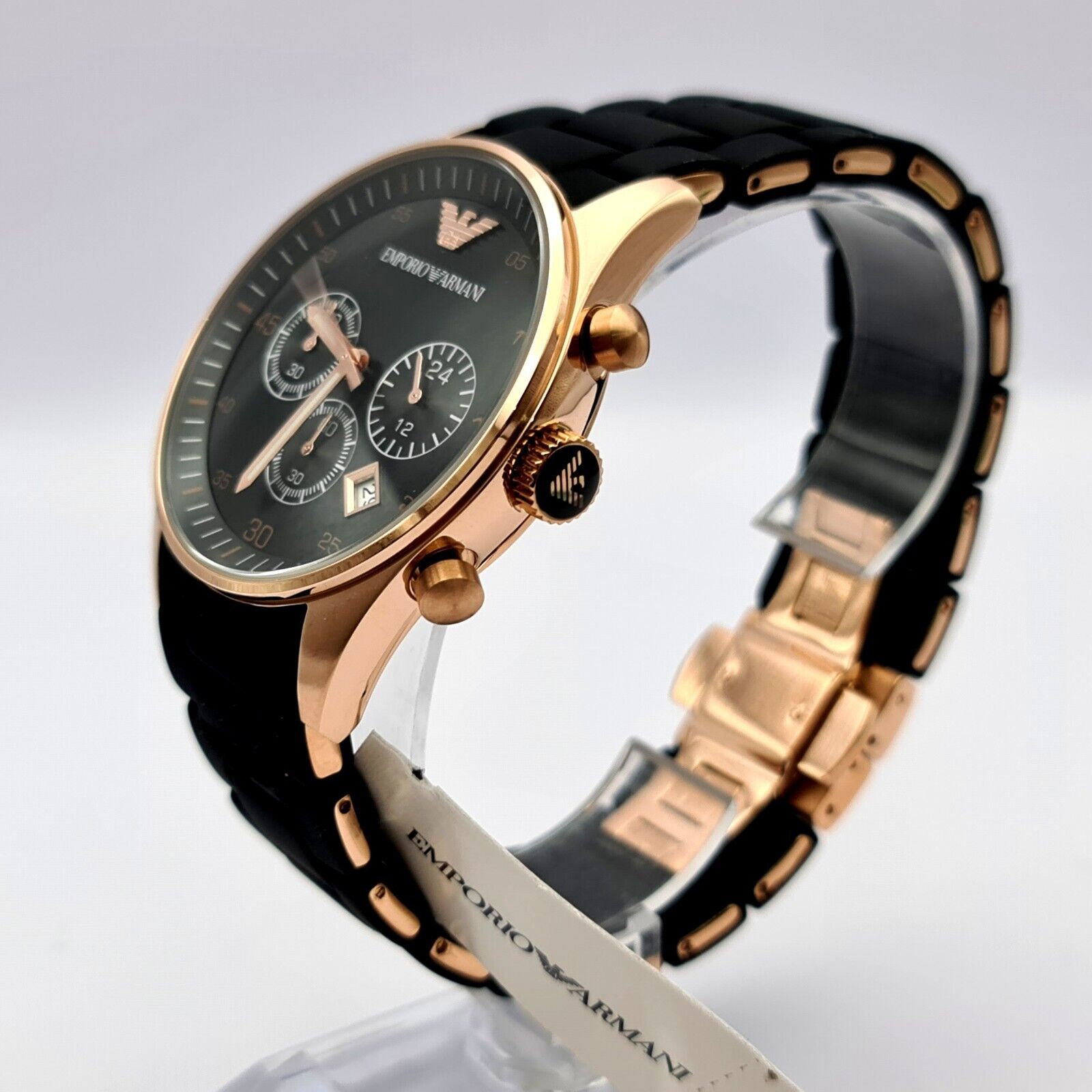 NEW GENUINE EMPORIO ARMANI SPORTIVO AR5905 ROSE BLACK & GOLD 