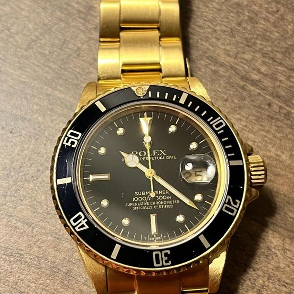 FSOT: 18K Rolex Submariner 16808 Black Matte Certi Dial ! | WatchCharts